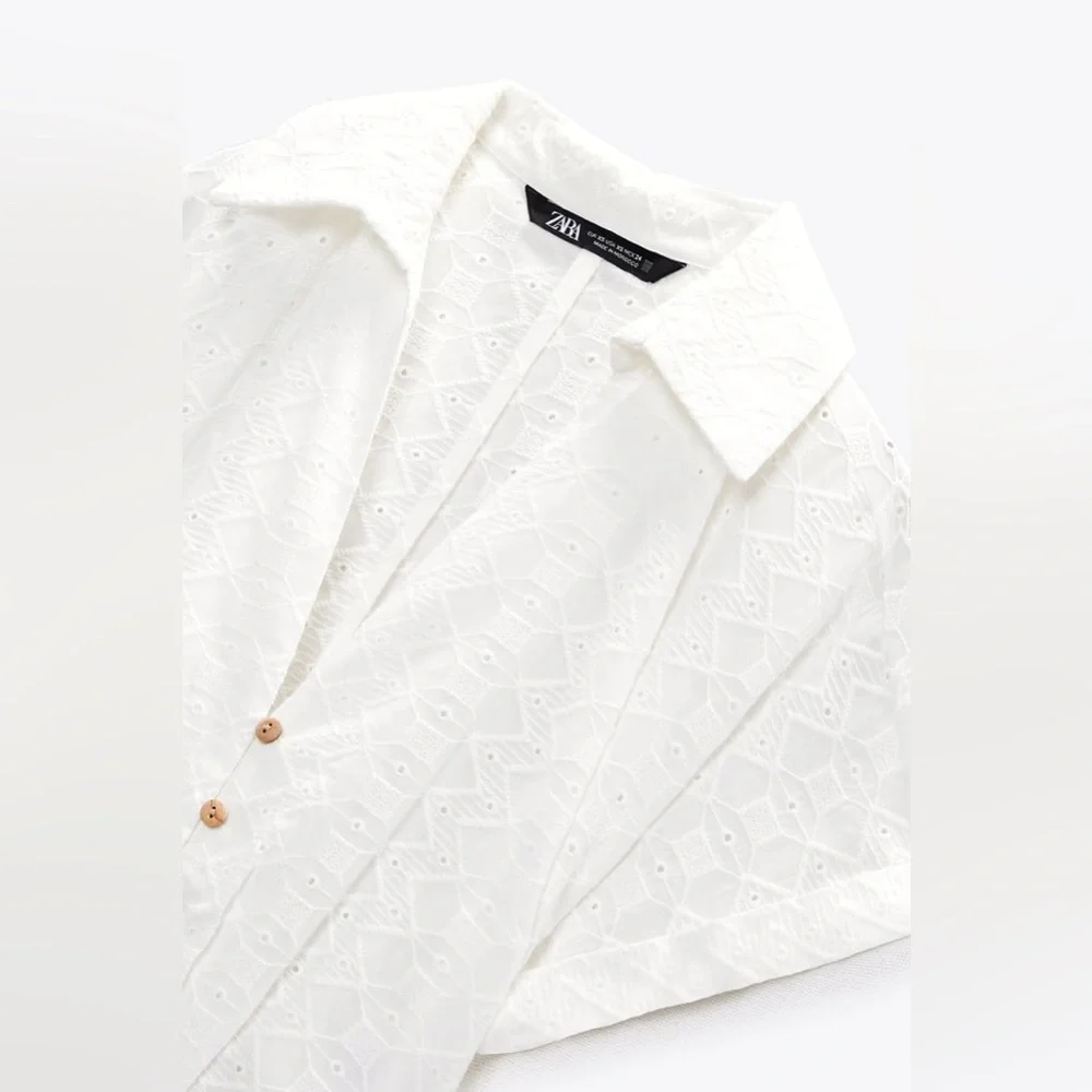 Zara White Eyelet Midi Dress - Picture 8 of 11